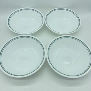 Corelle Country Cottage Blue Green Stripe Cereal Bowls 6 1/4"‎ Set Of 4 Vintage